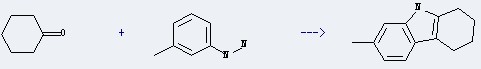 The Hydrazine, (3-methylphenyl)- could react with cyclohexanone, and obtain the 7-methyl-1,2,3,4-tetrahydro-carbazole
